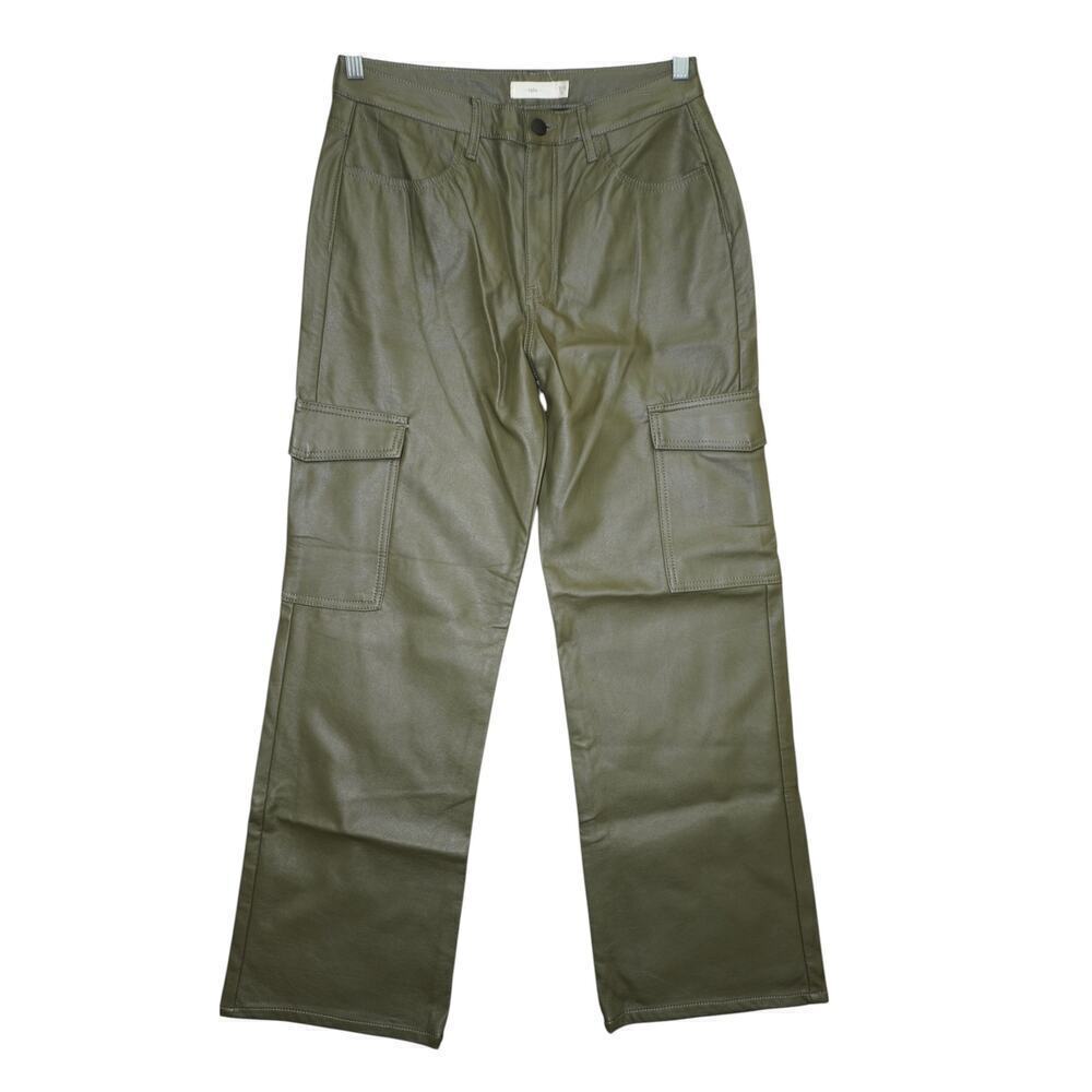 TGLA Faux Leather Cargo Pants – Olive Green – Size 13/31